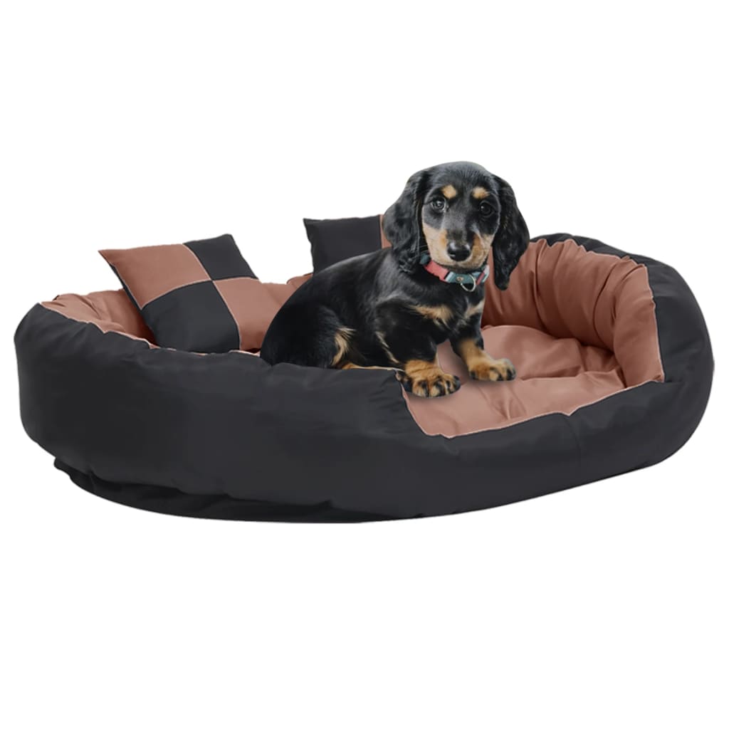 Hundekissen Wendbar und Waschbar Schwarz und Braun 110x80x23 cm