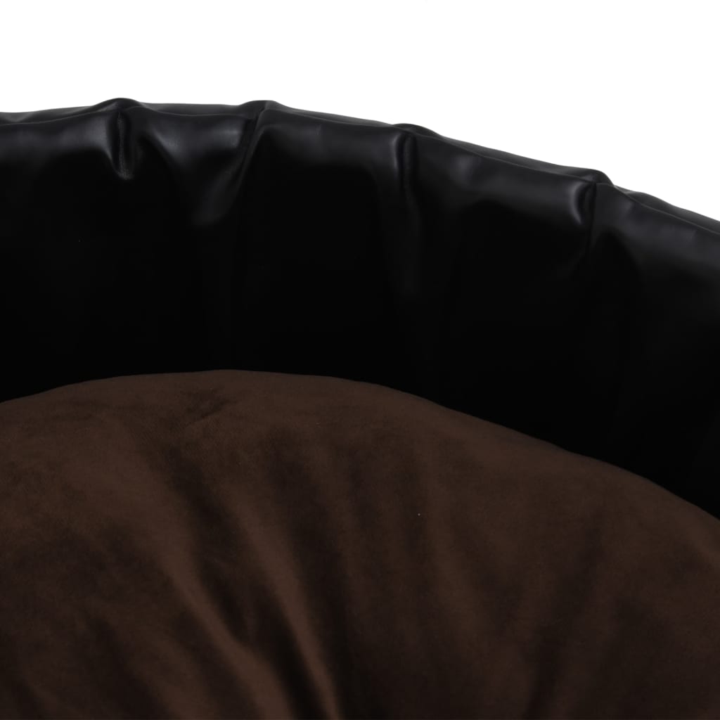Hundebett Schwarz-Braun 69x59x19 cm Plüsch und Kunstleder