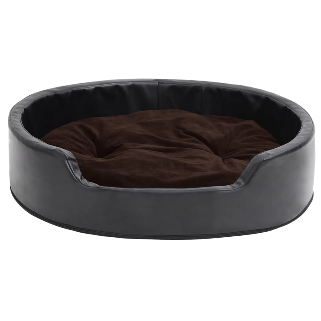 Hundebett Schwarz-Braun 79x70x19 cm Plüsch und Kunstleder