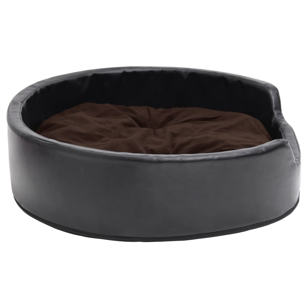 Hundebett Schwarz-Braun 79x70x19 cm Plüsch und Kunstleder