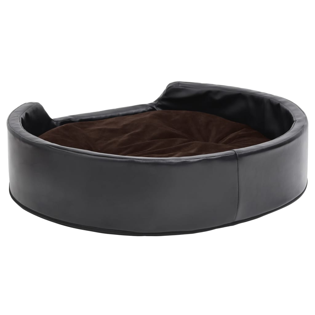 Hundebett Schwarz-Braun 79x70x19 cm Plüsch und Kunstleder