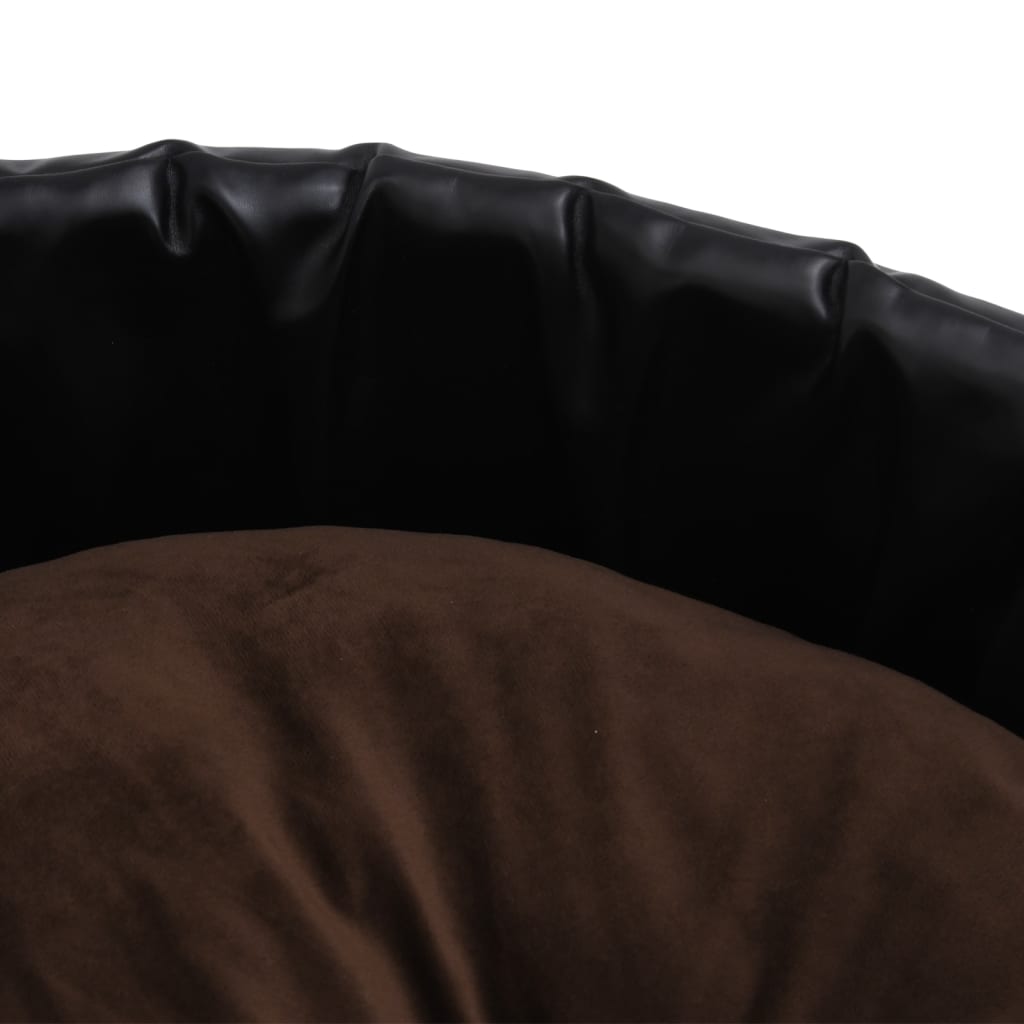Hundebett Schwarz-Braun 79x70x19 cm Plüsch und Kunstleder