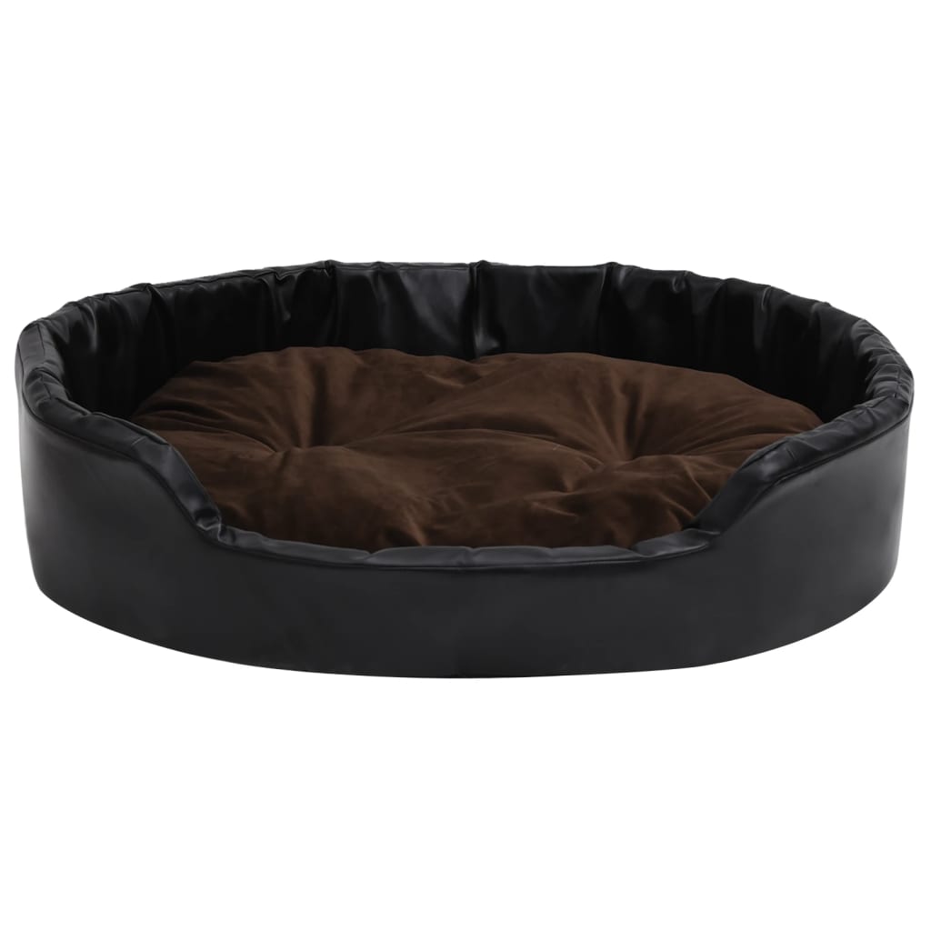 Hundebett Schwarz-Braun 90x79x20 cm Plüsch und Kunstleder