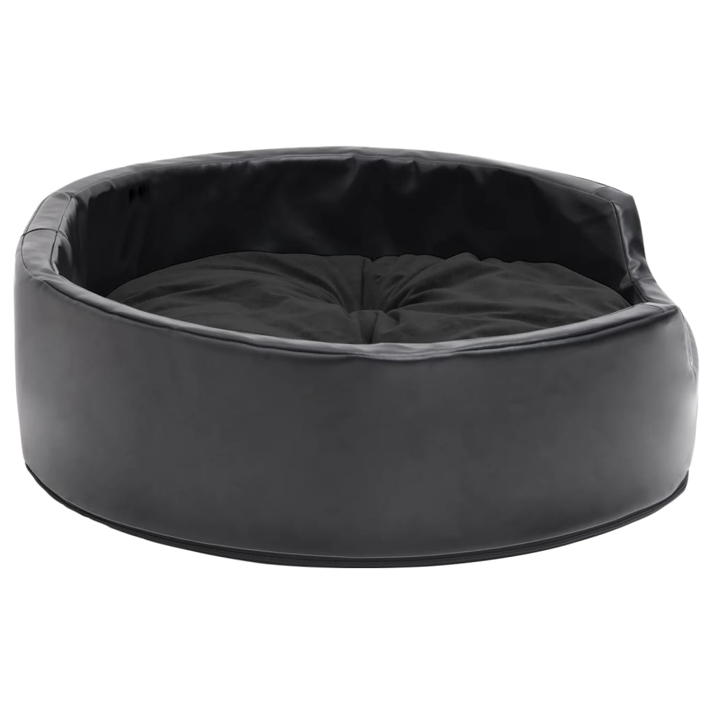 Dog bed black 69x59x19 cm plush and imitation leather