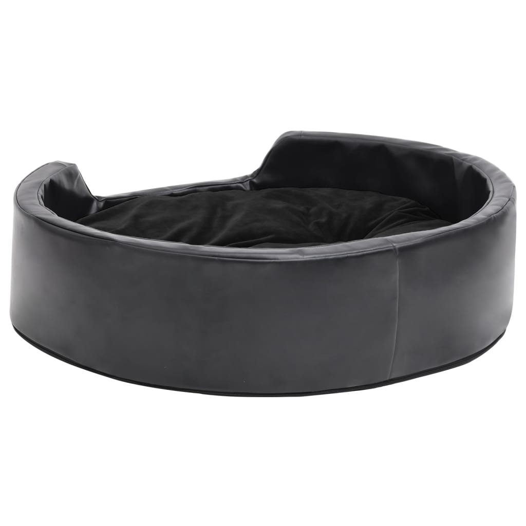 Dog bed black 69x59x19 cm plush and imitation leather