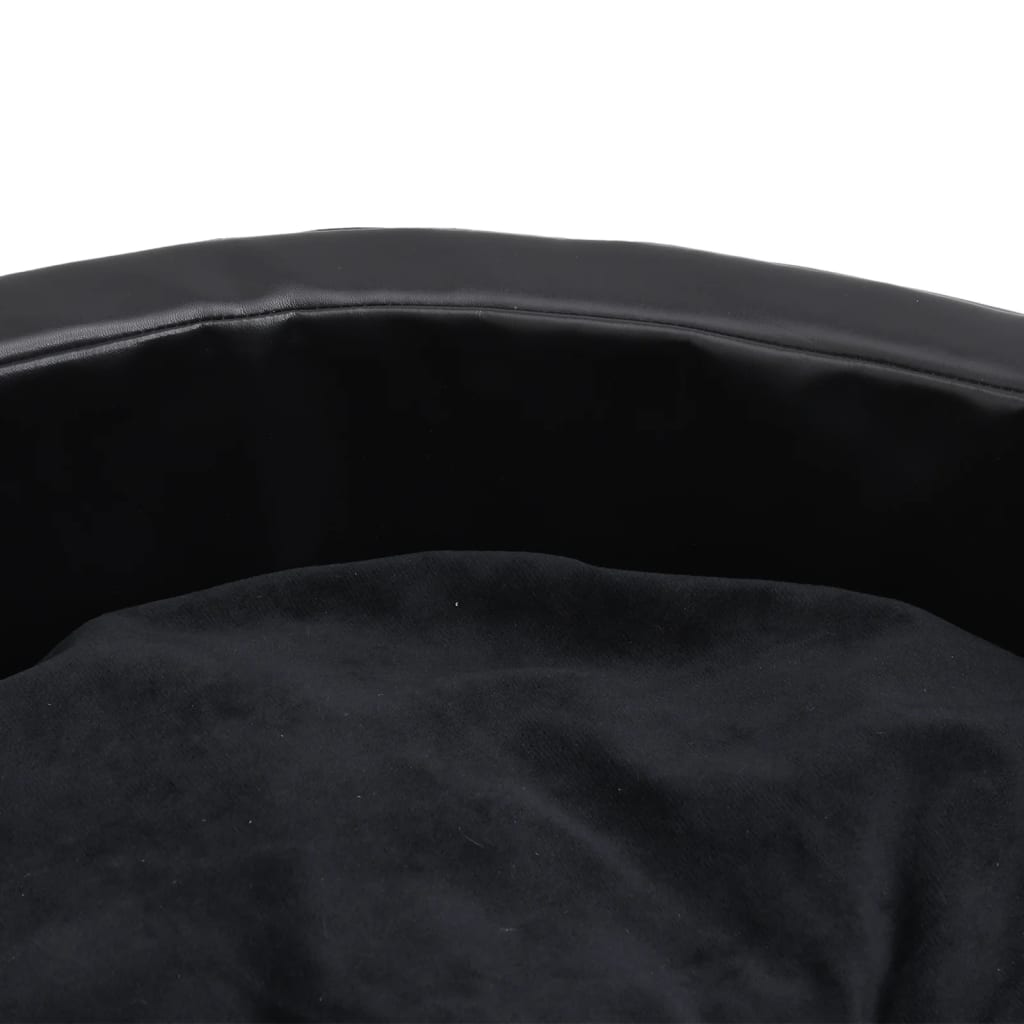 Dog bed black 69x59x19 cm plush and imitation leather