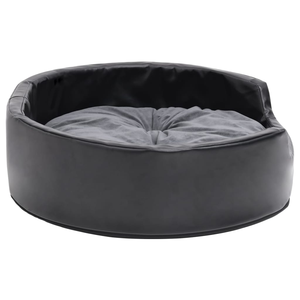 Hundebett Schwarz-Dunkelgrau 69x59x19 cm Plüsch und Kunstleder