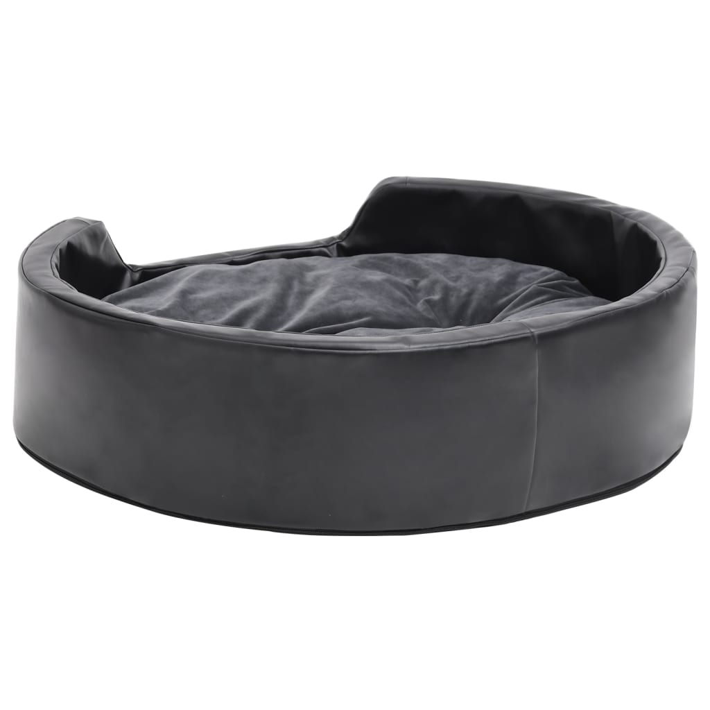 Hundebett Schwarz-Dunkelgrau 69x59x19 cm Plüsch und Kunstleder