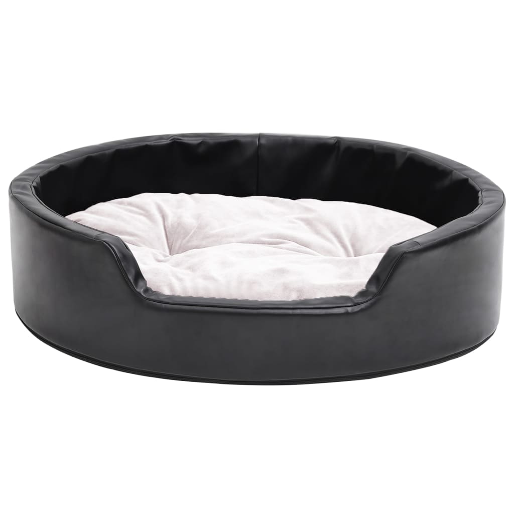 Hundebett Schwarz-Beige 69x59x19 cm Plüsch und Kunstleder