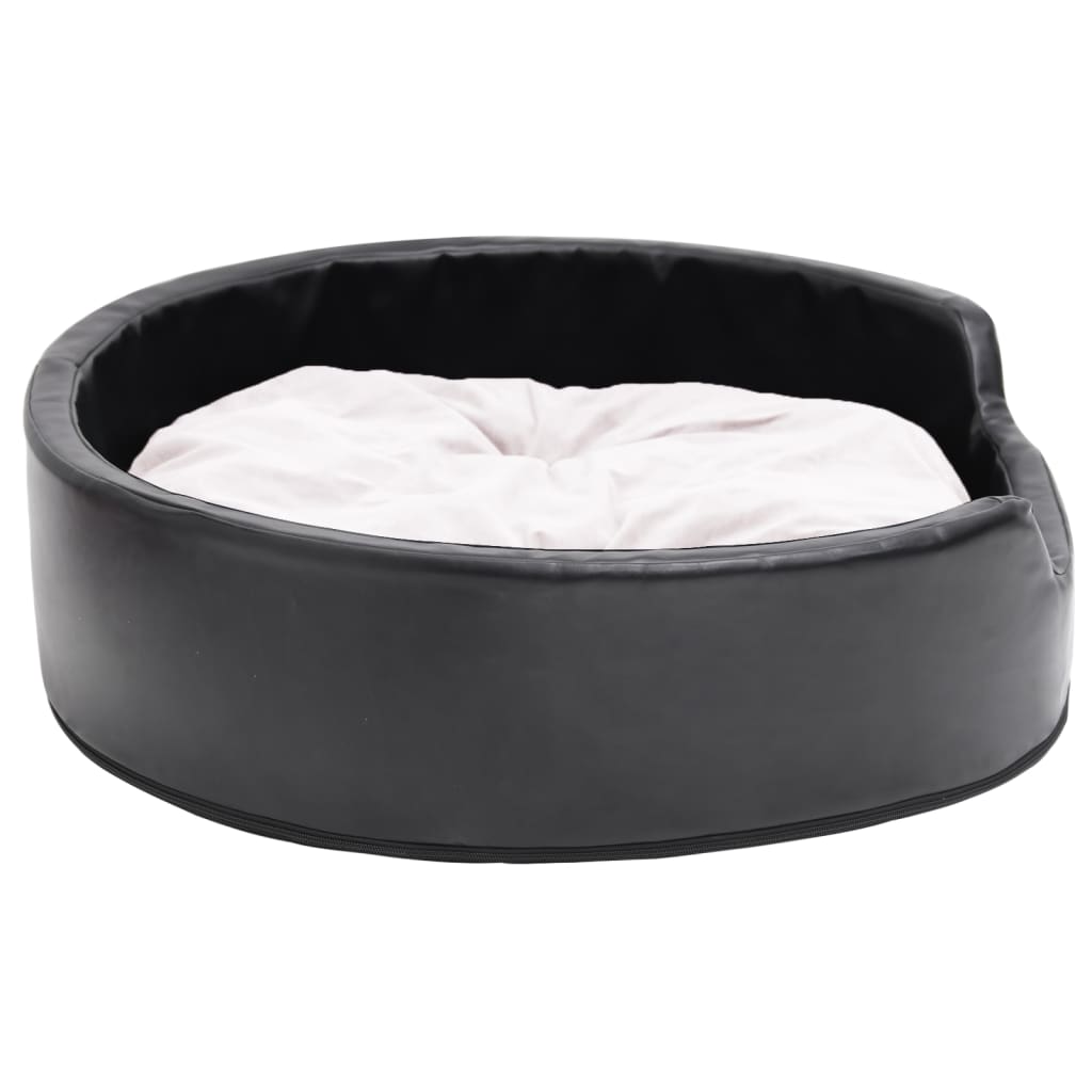 Hundebett Schwarz-Beige 79x70x19 cm Plüsch und Kunstleder
