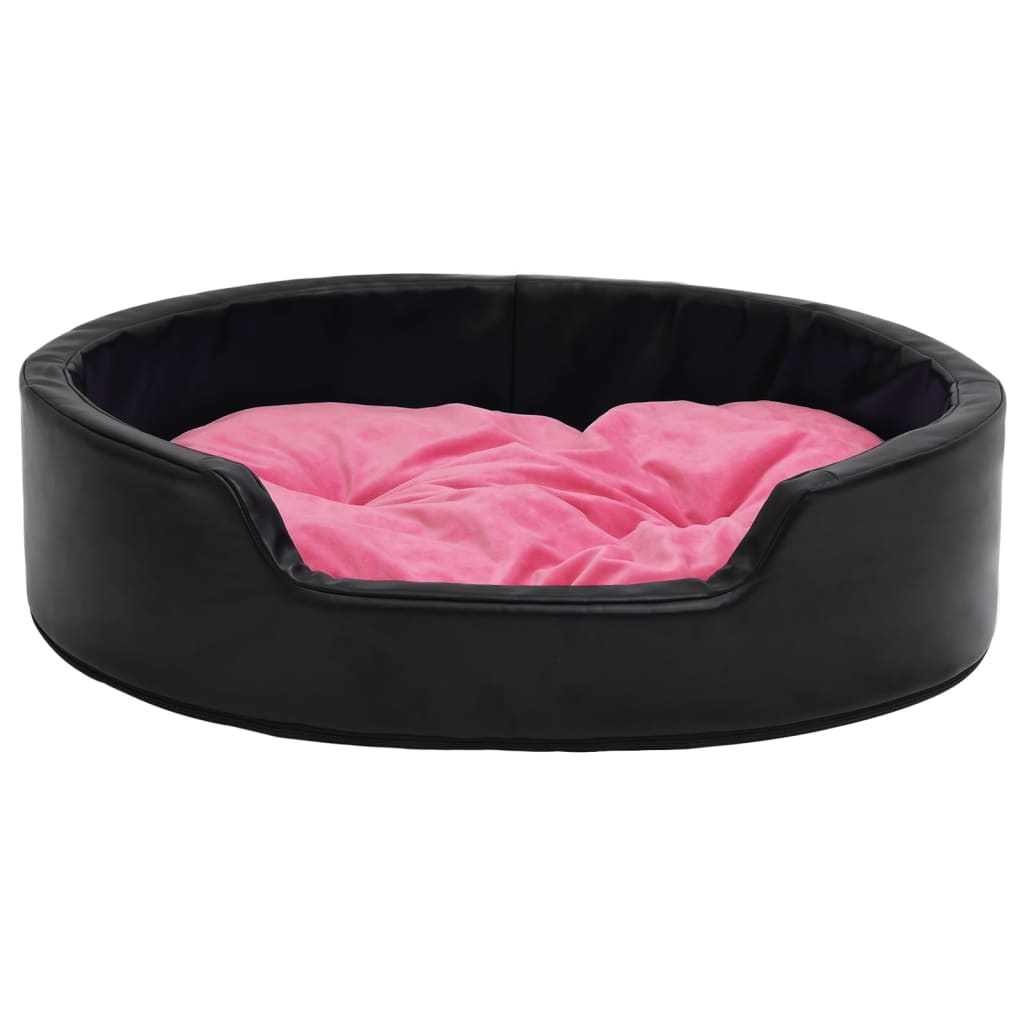 Hundebett Schwarz-Pink 69x59x19 cm Plüsch und Kunstleder