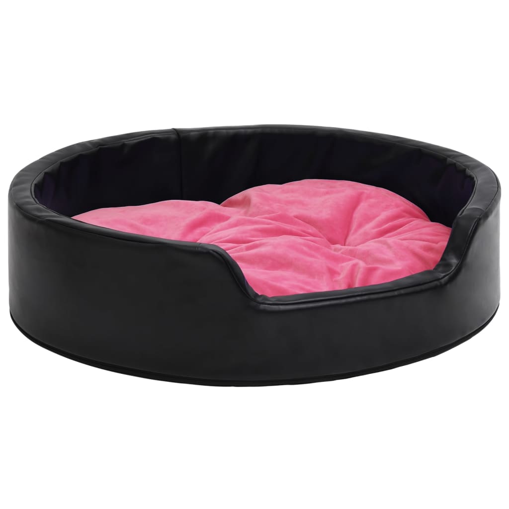Hundebett Schwarz-Pink 99x89x21 cm Plüsch und Kunstleder