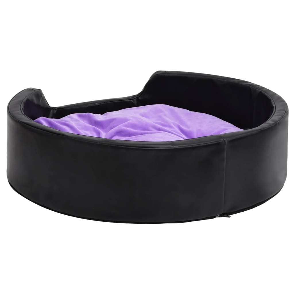Hundebett Schwarz-Violett 79x70x19 cm Plüsch und Kunstleder