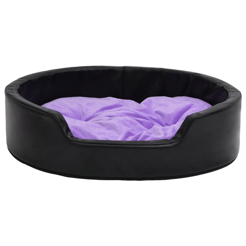 Hundebett Schwarz-Violett 90x79x20 cm Plüsch und Kunstleder