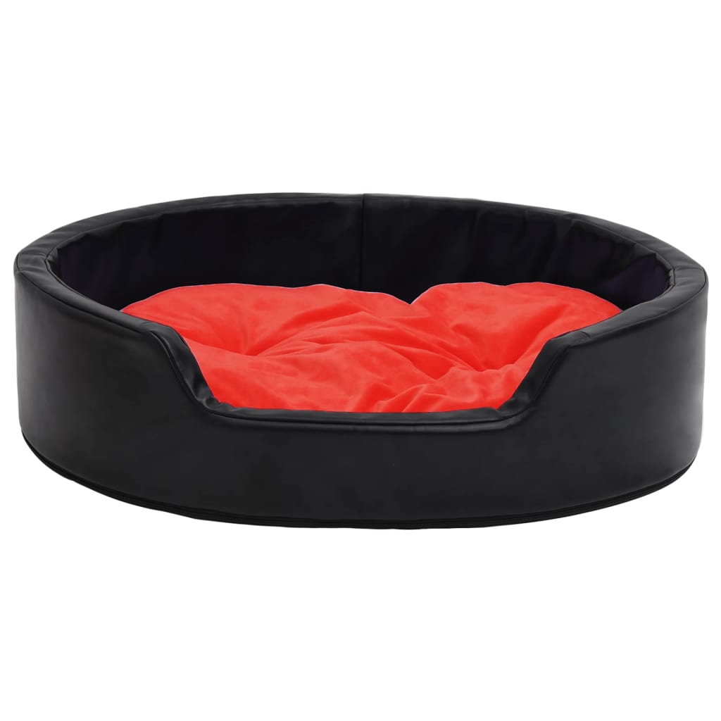 Hundebett Schwarz-Rot 69x59x19 cm Plüsch und Kunstleder
