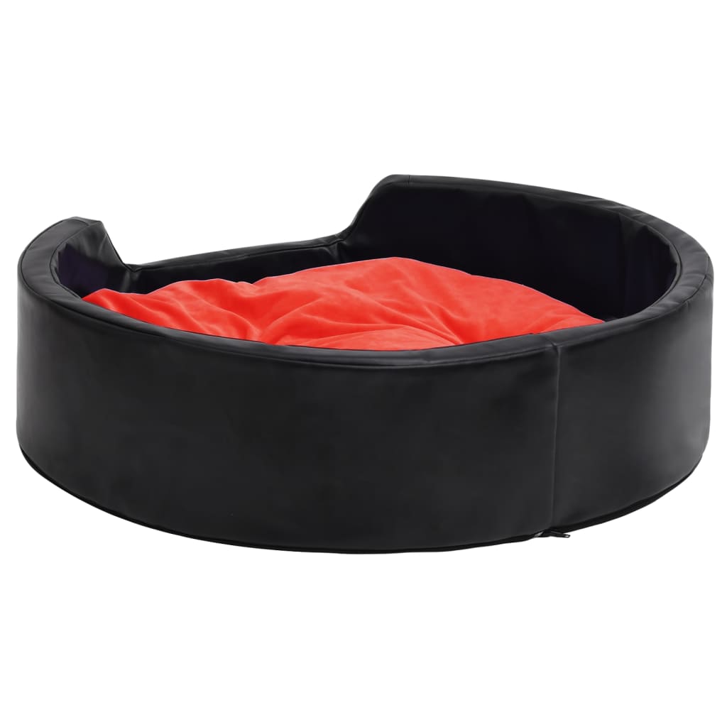 Hundebett Schwarz-Rot 79x70x19 cm Plüsch und Kunstleder