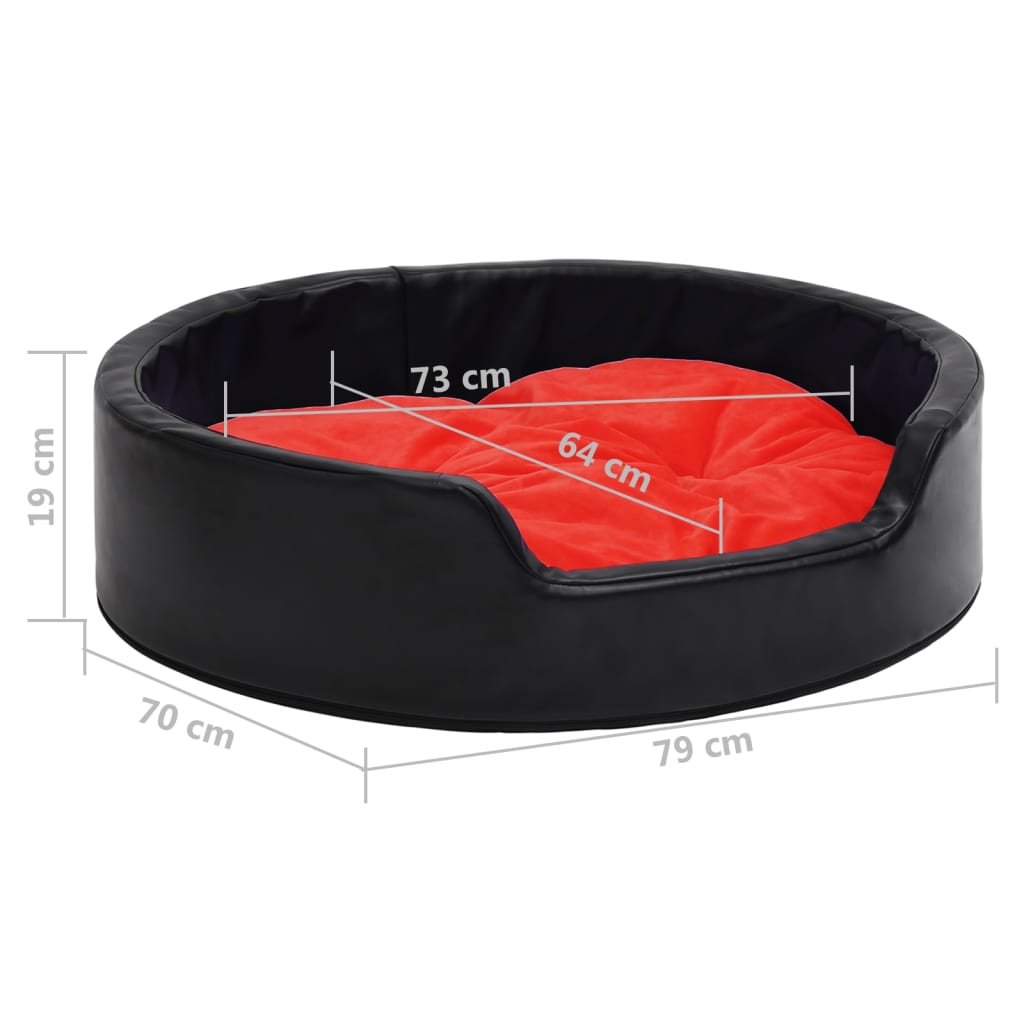 Hundebett Schwarz-Rot 79x70x19 cm Plüsch und Kunstleder