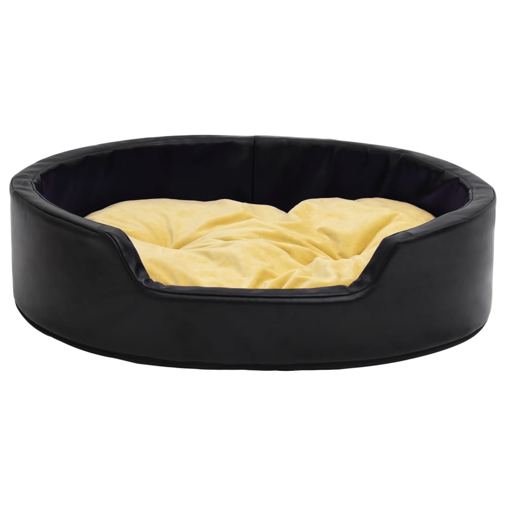 Hundebett Schwarz-Gelb 69x59x19 cm Plüsch und Kunstleder