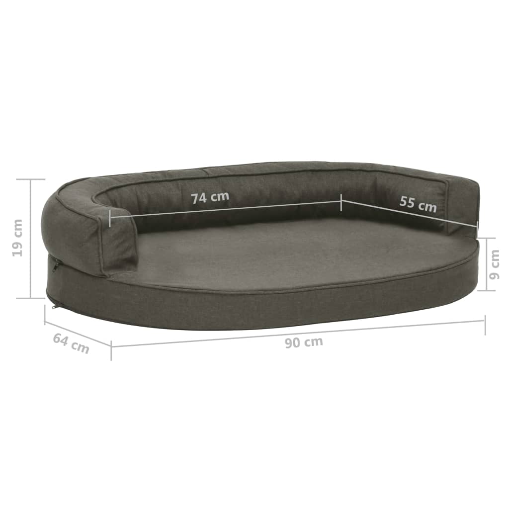 Hundematratze Ergonomisch 90x64 cm Leinenoptik Dunkelgrau