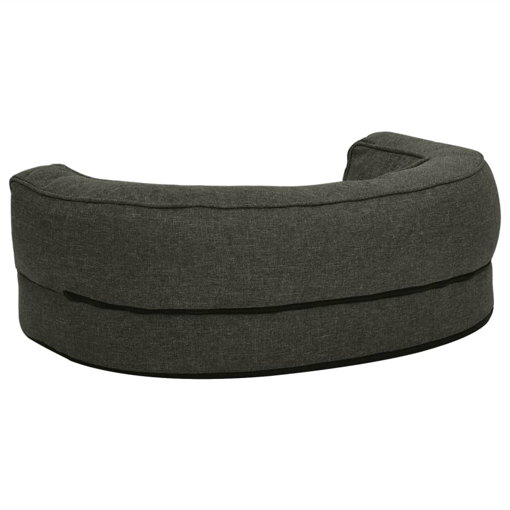 Hundematratze Ergonomisch 60x42cm Leinenoptik Fleece Dunkelgrau