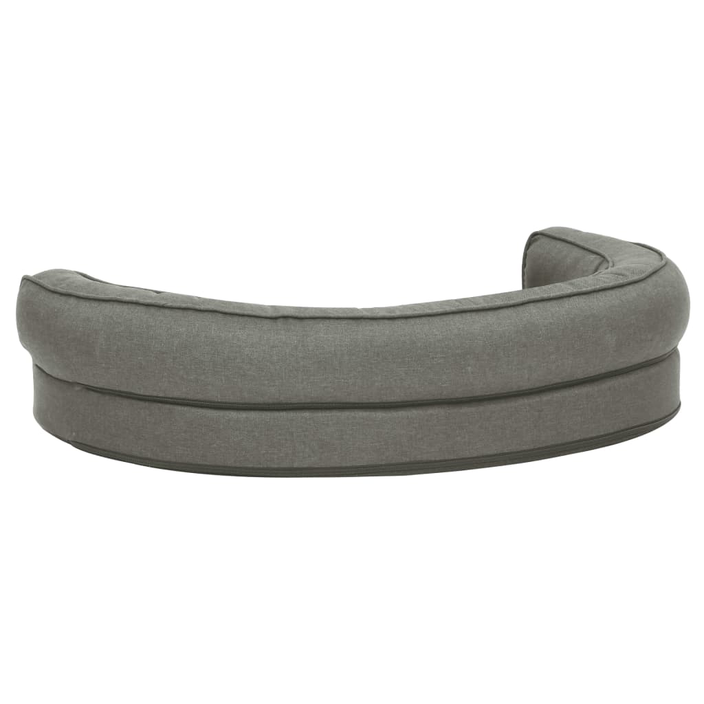 Hundematratze Ergonomisch 90x64cm Leinenoptik Fleece Grau