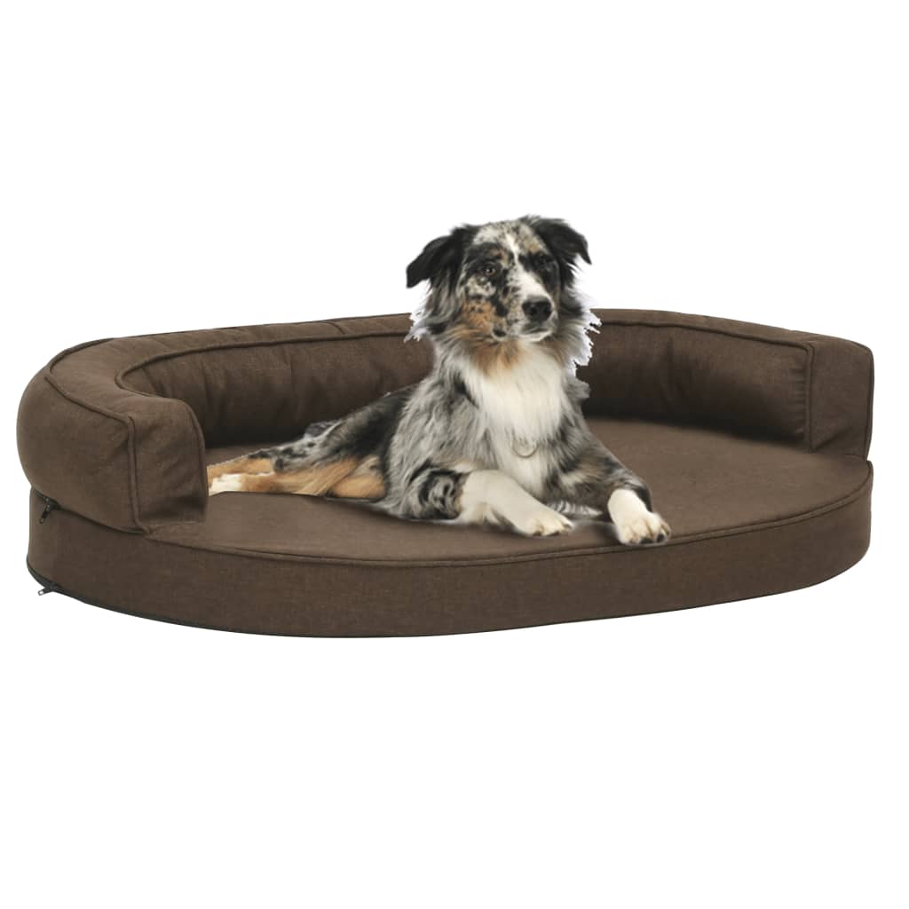 Hundematratze Ergonomisch 90x64 cm Leinenoptik Braun