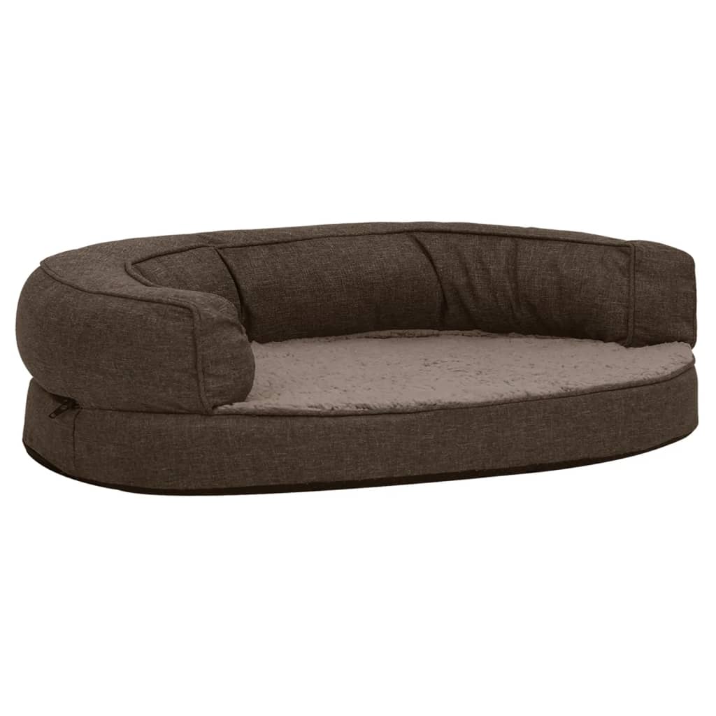 Hundematratze Ergonomisch 75x53 cm Leinenoptik Fleece Braun