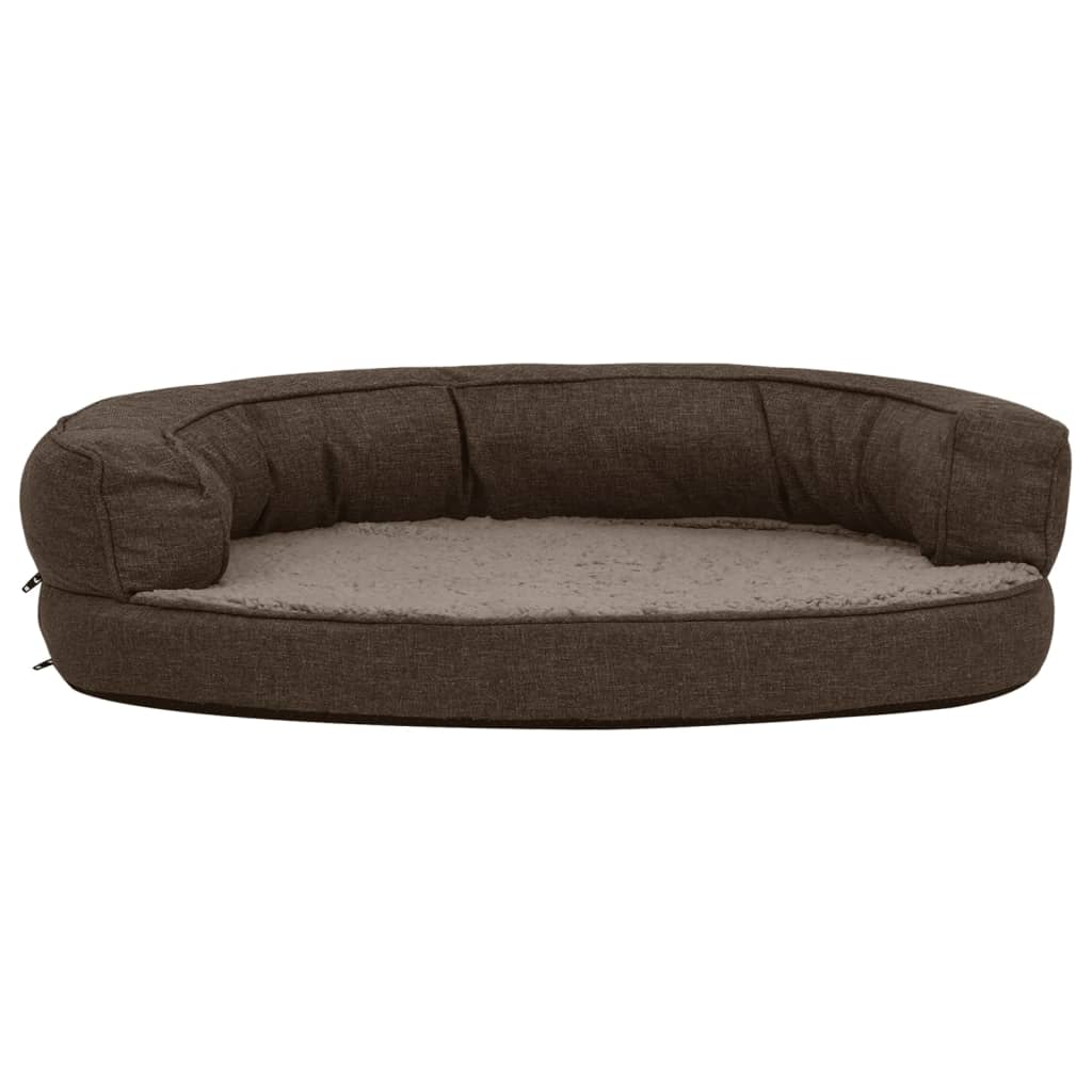 Hundematratze Ergonomisch 75x53 cm Leinenoptik Fleece Braun