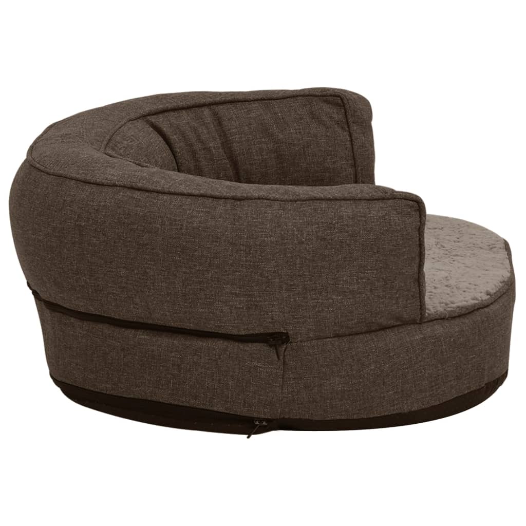 Hundematratze Ergonomisch 90x64 cm Leinenoptik Fleece Braun