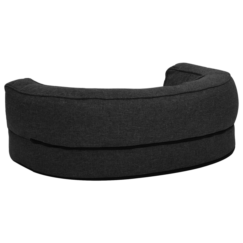 Hundematratze Ergonomisch 60x42 cm Leinenoptik Fleece Schwarz