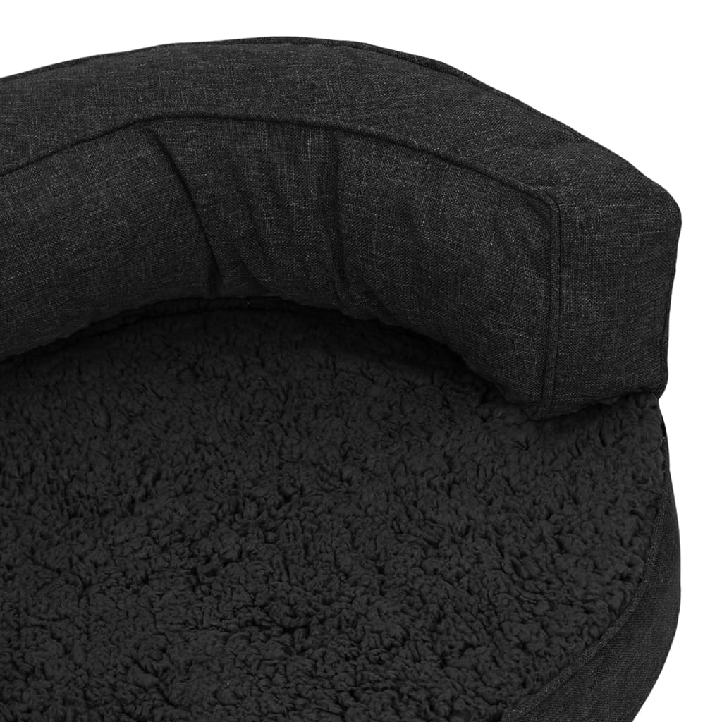 Hundematratze Ergonomisch 90x64 cm Leinenoptik Fleece Schwarz