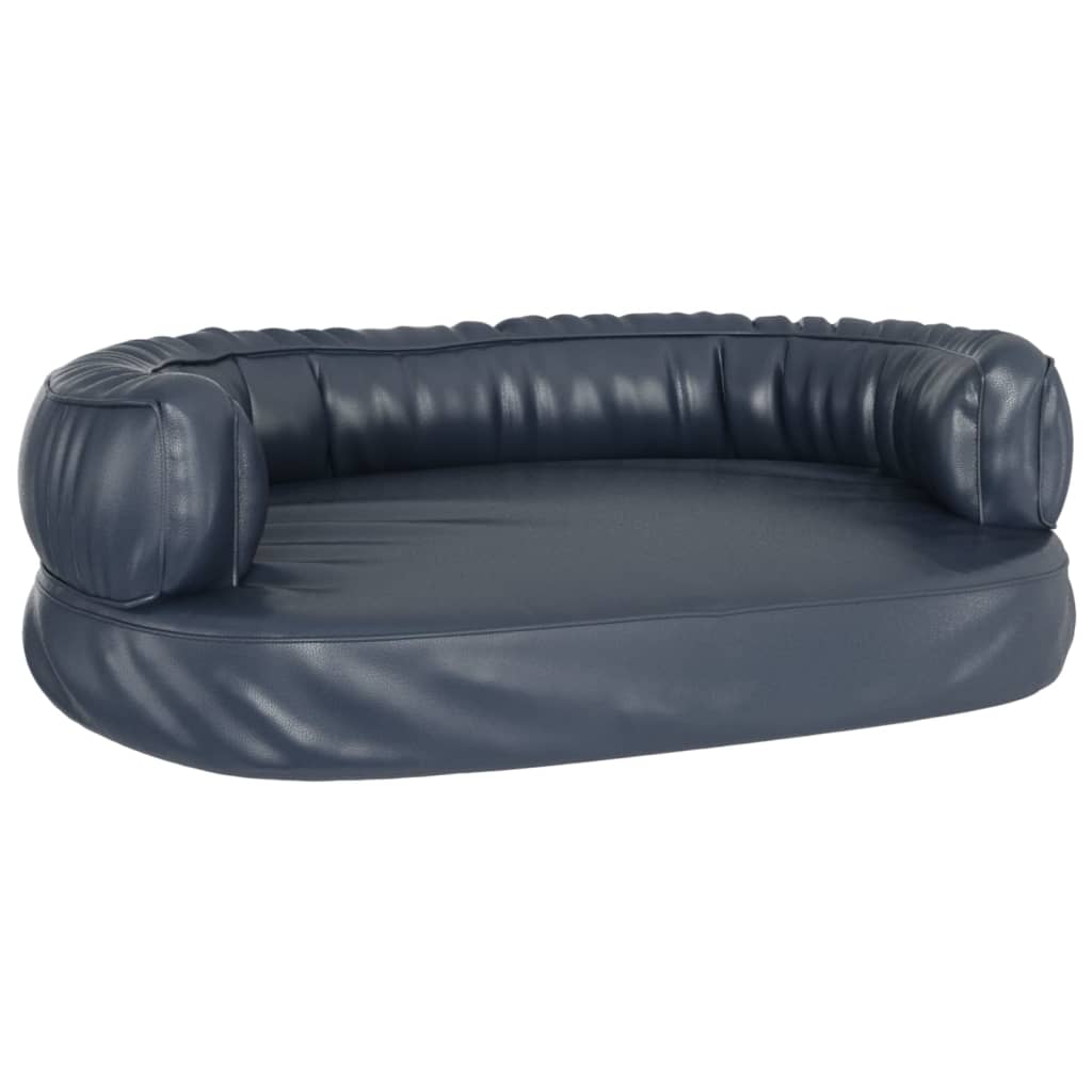 Dog bed ergonomic foam dark blue 60x42cm artificial leather