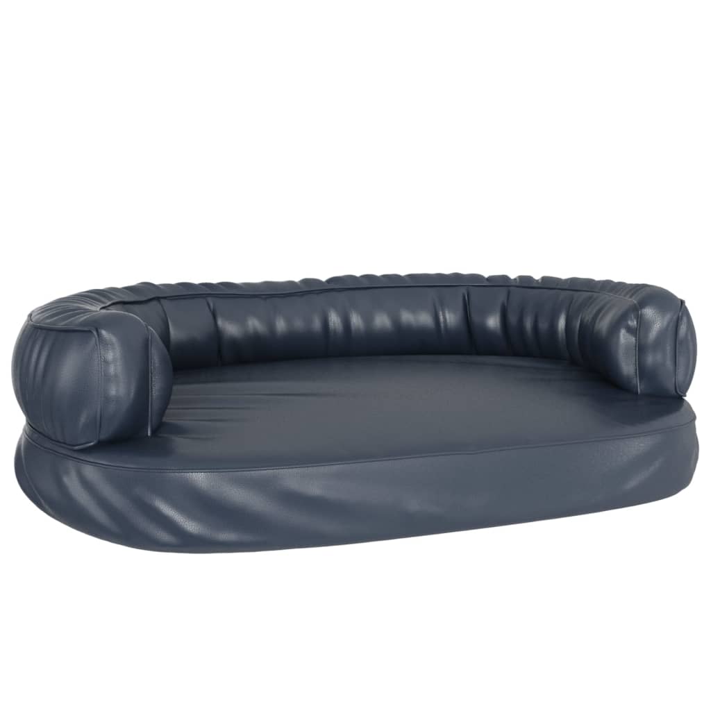 Dog bed ergonomic foam dark blue 88x65cm artificial leather