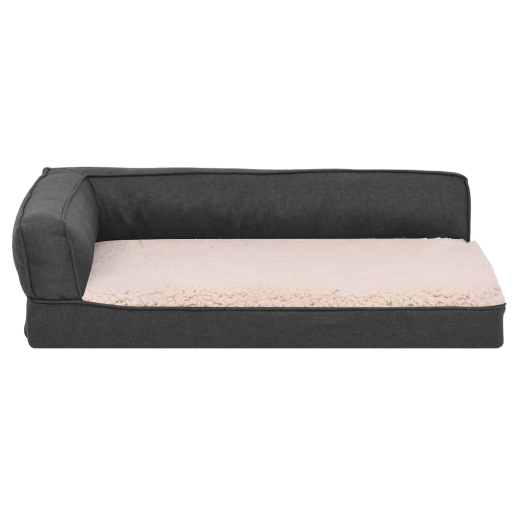 Hundematratze Ergonomisch 90x64cm Leinenoptik Fleece Dunkelgrau