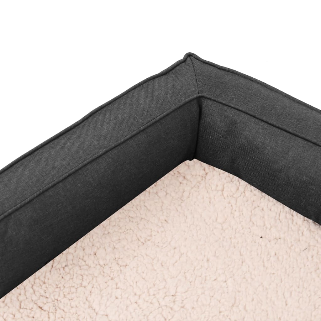 Hundematratze Ergonomisch 90x64cm Leinenoptik Fleece Dunkelgrau