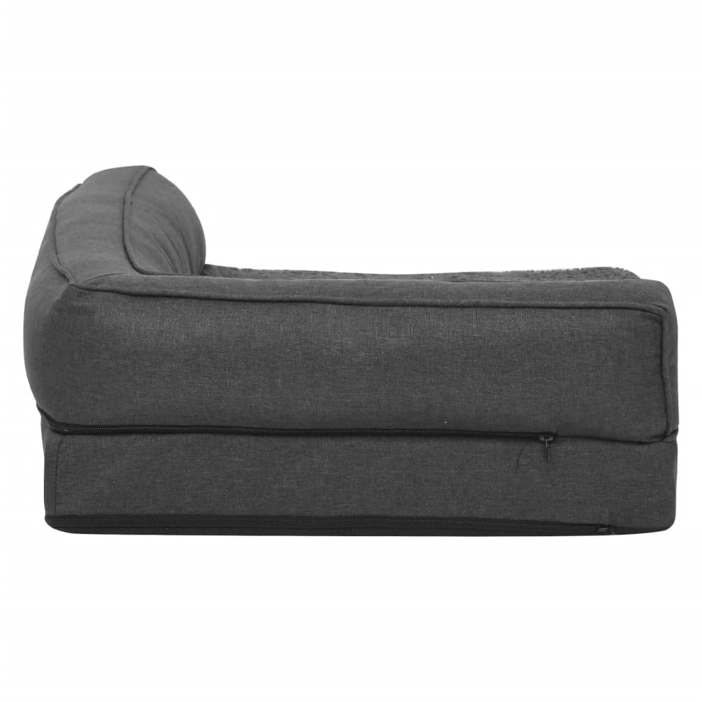 Hundematratze Ergonomisch 90x64cm Leinenoptik Fleece Dunkelgrau
