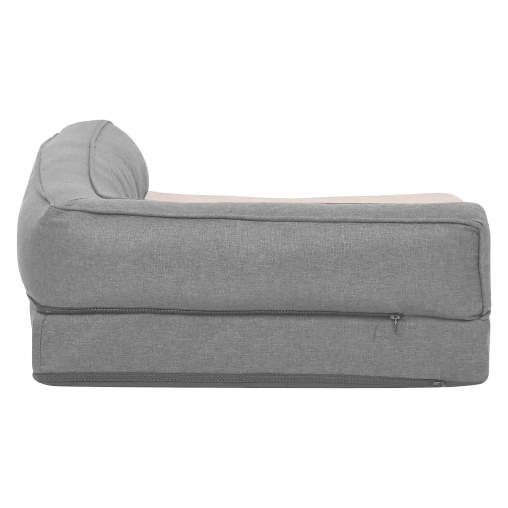Hundematratze Ergonomisch 60x42 cm Leinenoptik Fleece Grau