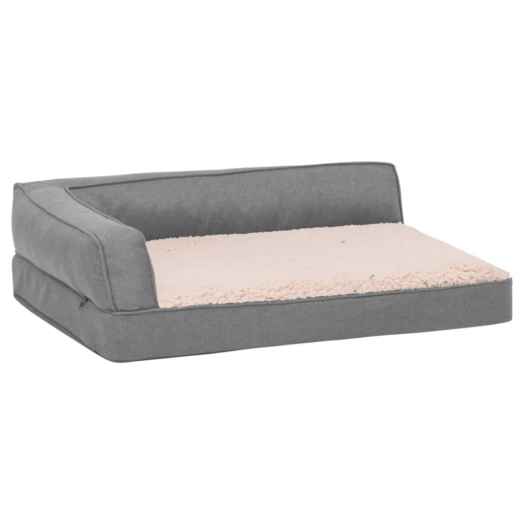 Hundematratze Ergonomisch 90x64 cm Leinenoptik Fleece Grau
