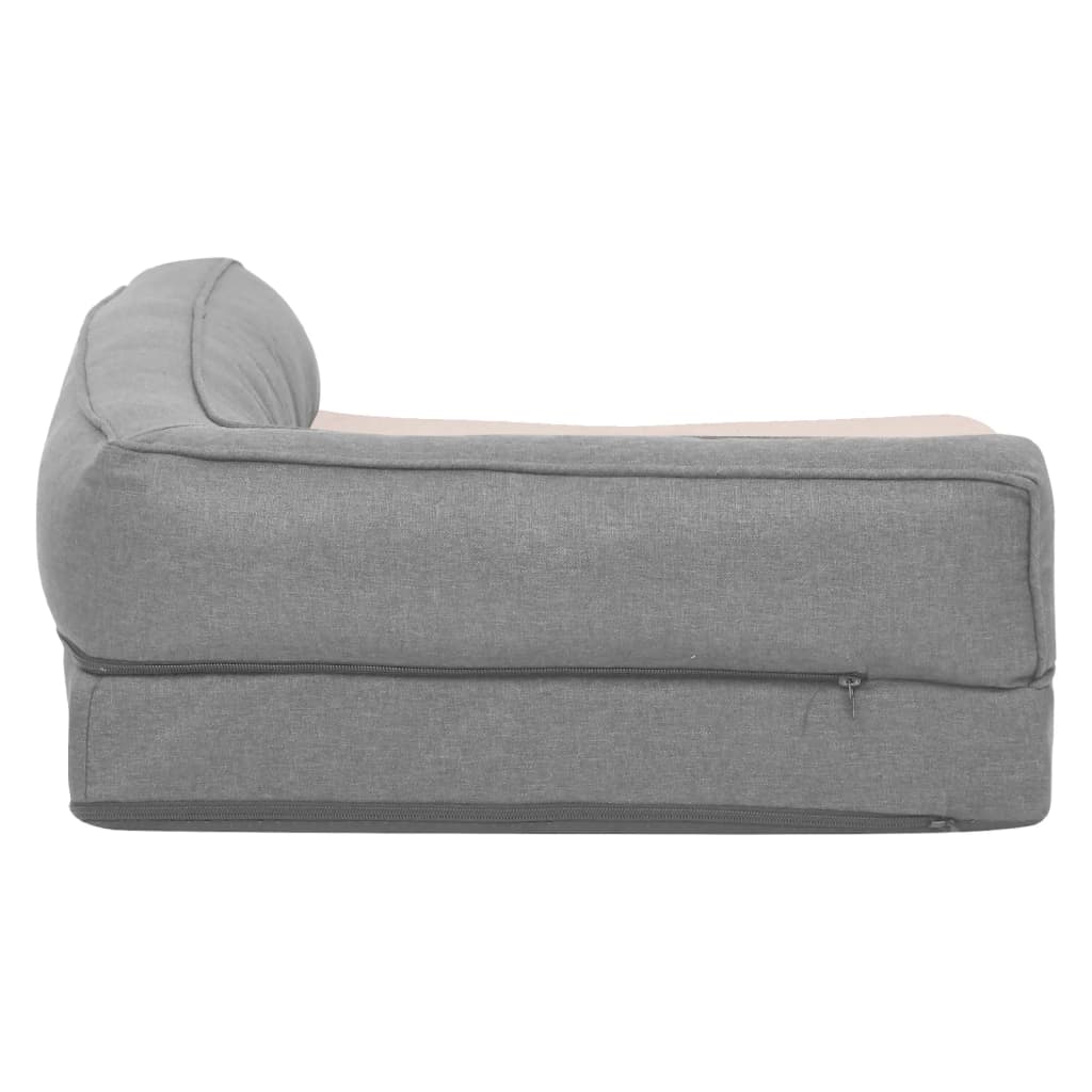 Hundematratze Ergonomisch 90x64 cm Leinenoptik Fleece Grau