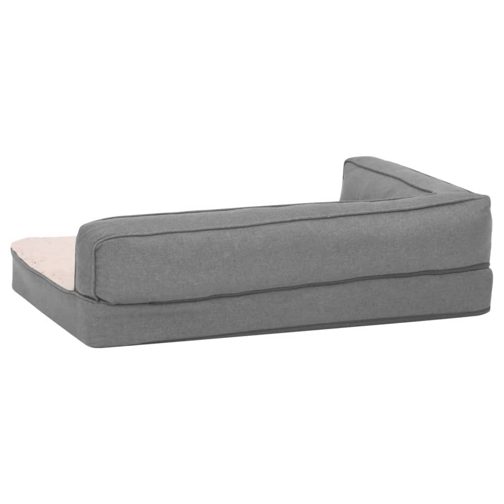 Hundematratze Ergonomisch 90x64 cm Leinenoptik Fleece Grau