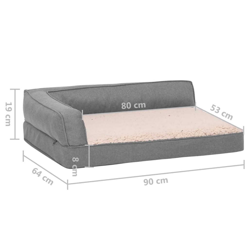 Hundematratze Ergonomisch 90x64 cm Leinenoptik Fleece Grau