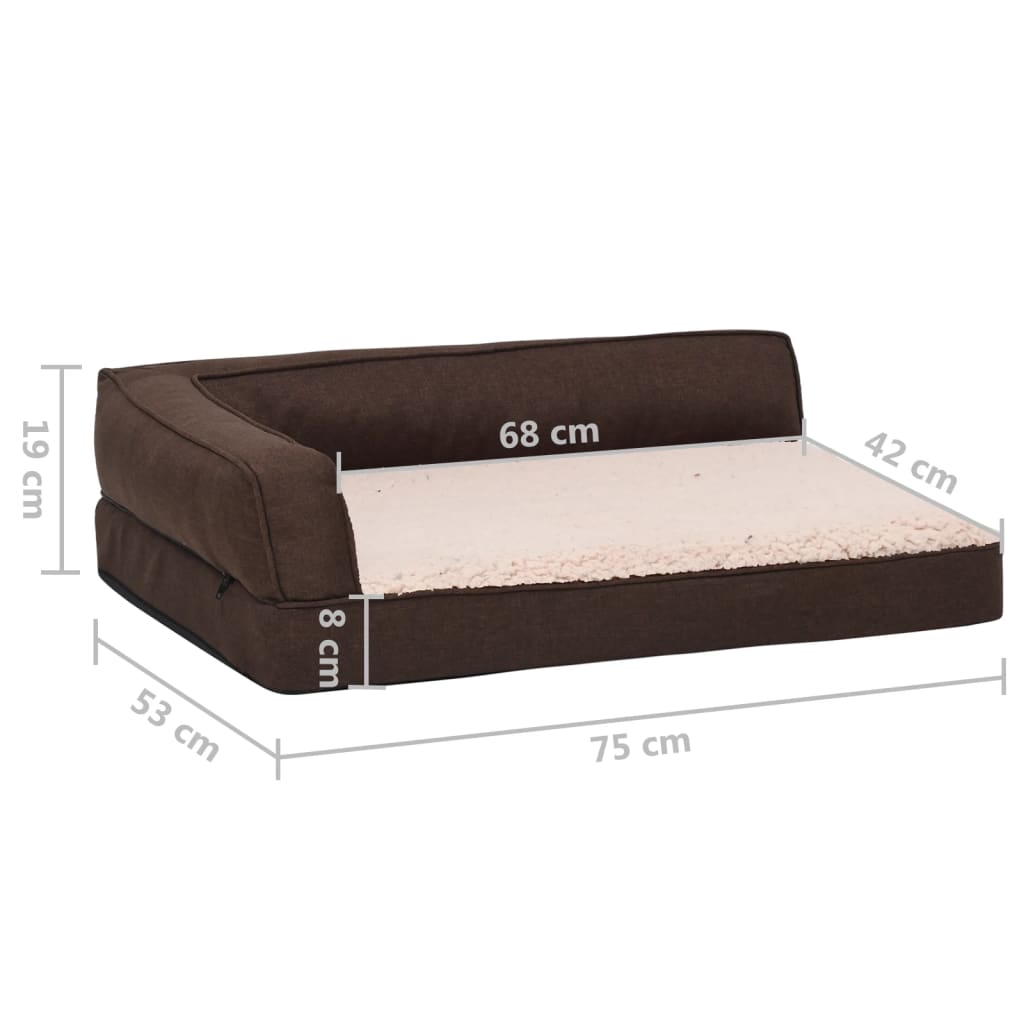 Hundematratze Ergonomisch 75x53 cm Leinenoptik Fleece Braun
