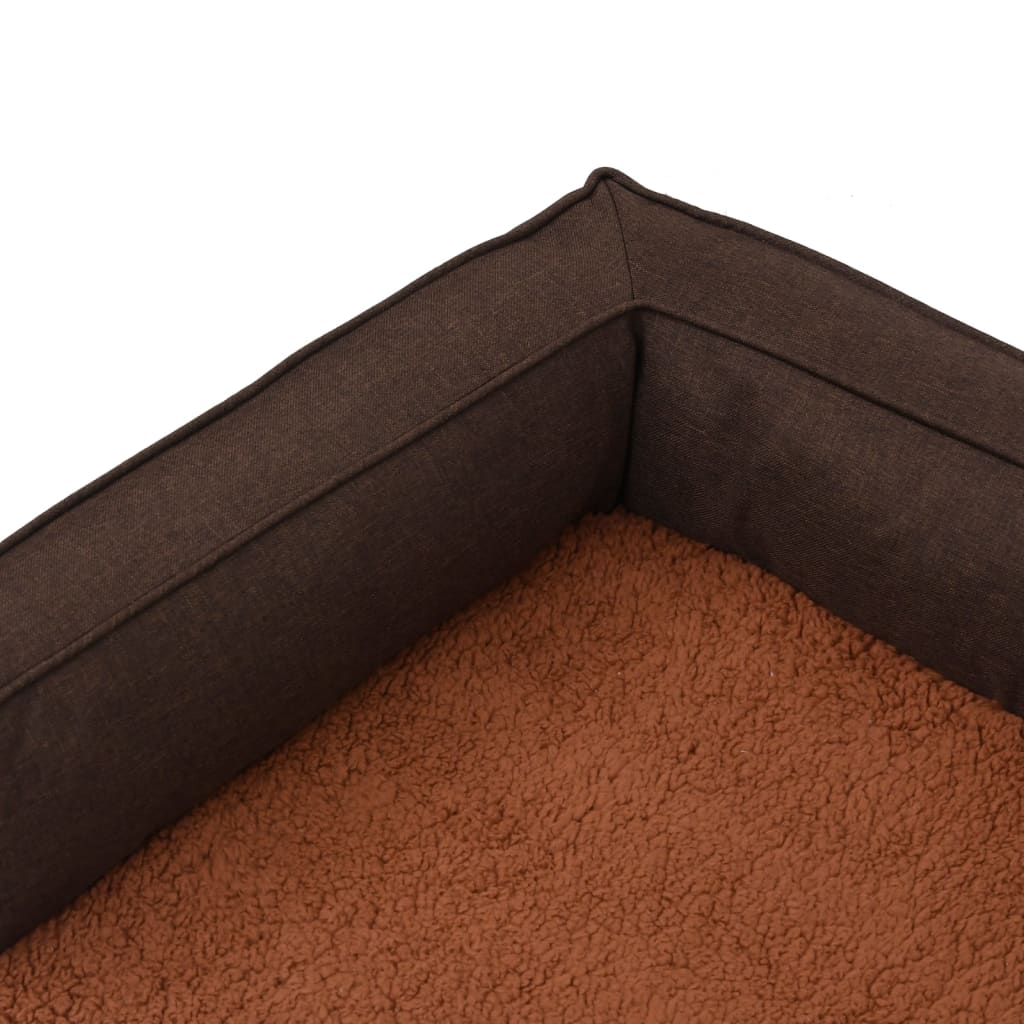 Hundematratze Ergonomisch 75x53 cm Leinenoptik Fleece Braun
