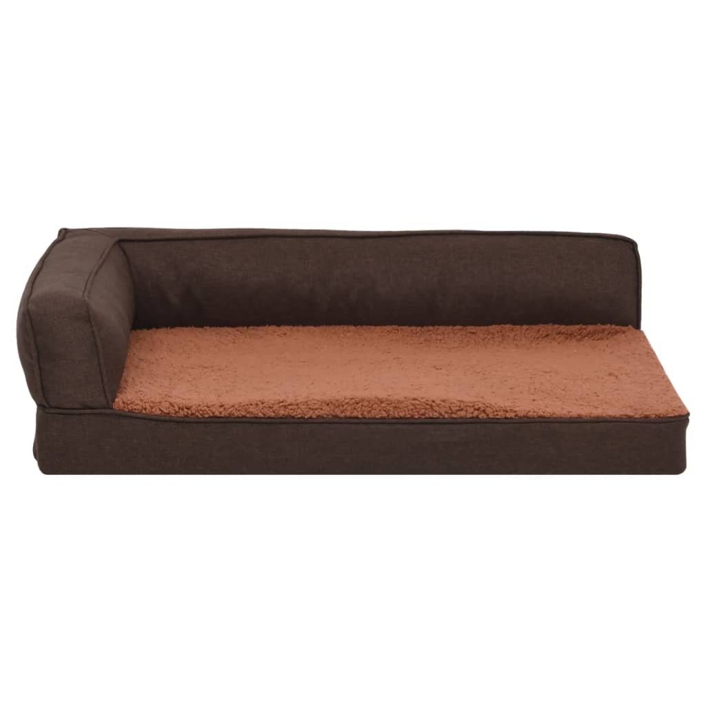 Hundematratze Ergonomisch 90x64 cm Leinenoptik Fleece Braun