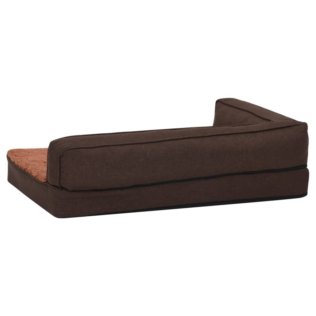 Hundematratze Ergonomisch 90x64 cm Leinenoptik Fleece Braun