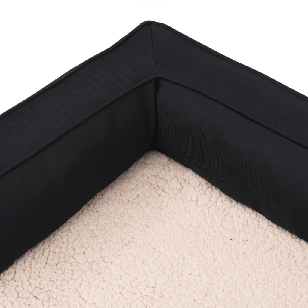 Hundematratze Ergonomisch 60x42 cm Leinenoptik Fleece Schwarz