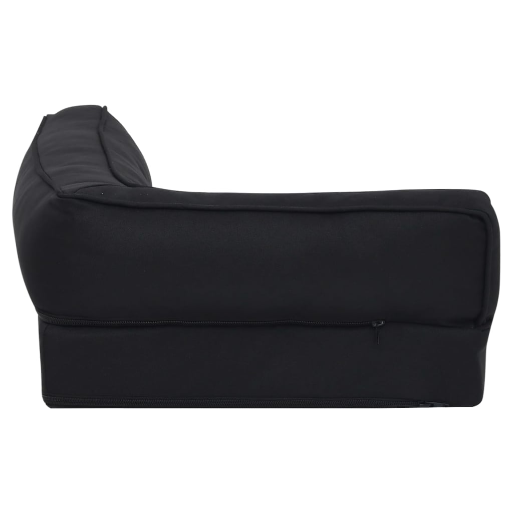 Hundematratze Ergonomisch 90x64 cm Leinenoptik Fleece Schwarz