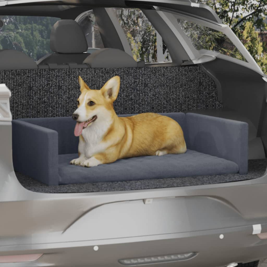Kofferraum-Hundebett Grau 110x70 cm Leinenoptik