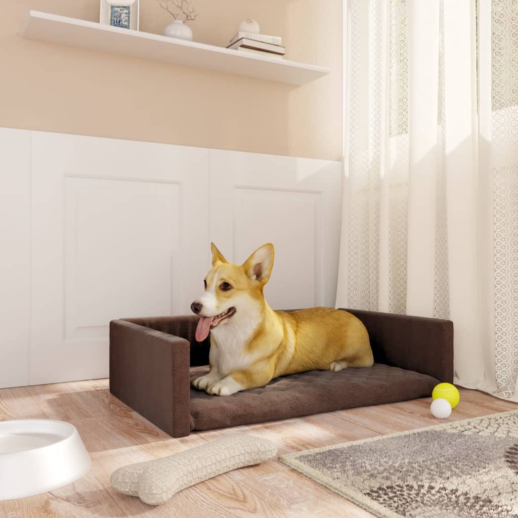 Kofferraum-Hundebett Braun 70x45 cm Leinenoptik