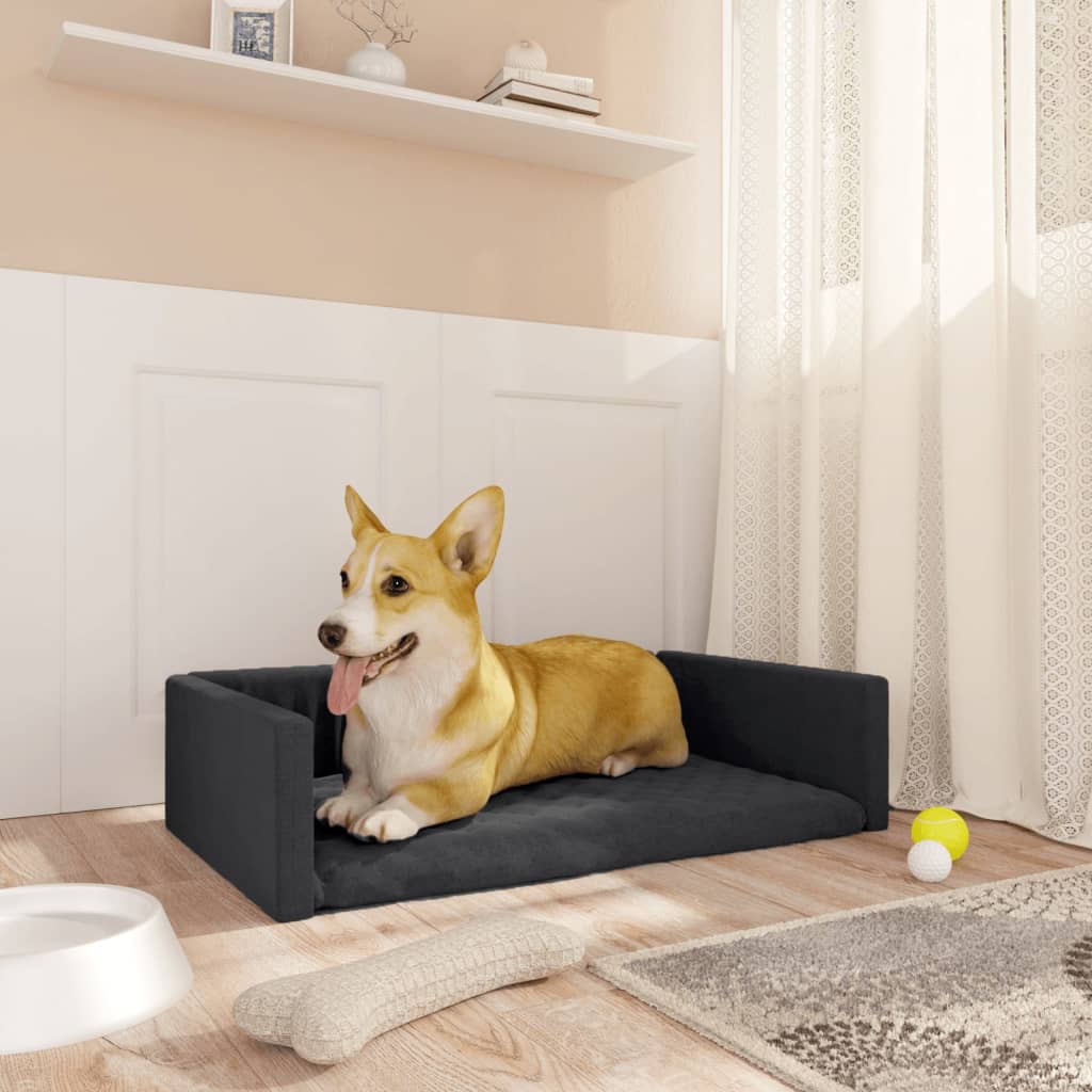 Kofferraum-Hundebett Schwarz 70x45 cm Leinenoptik